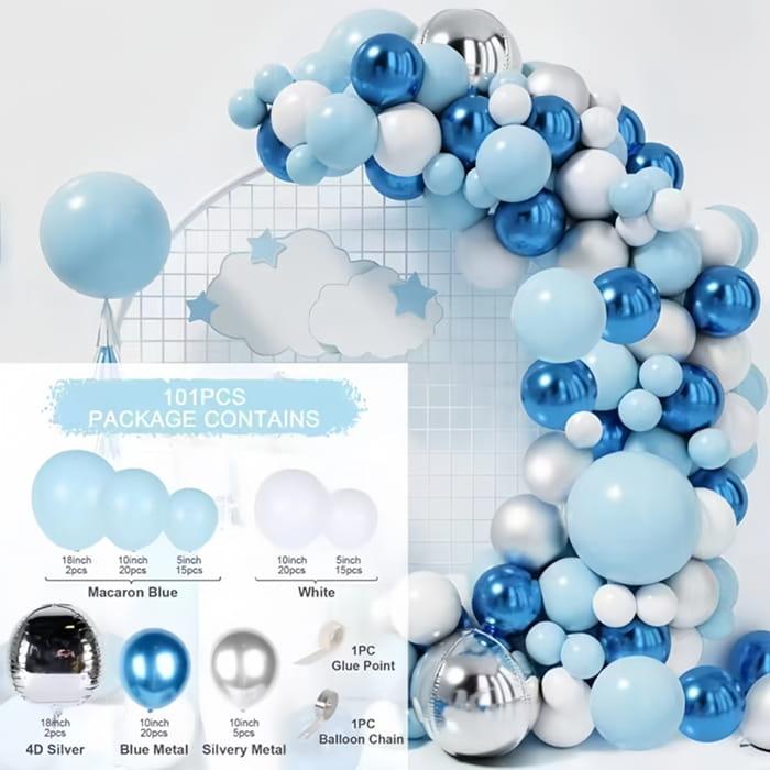 Girlanda balonowa niebiesko biała zestaw 122szt balony taśma-6162a2886340e287641819fb2638ac21