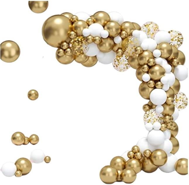 Girlanda balonowa złoto biała zestaw 91 szt balony taśma-22a56c39aafd719e57a6a16514774b61