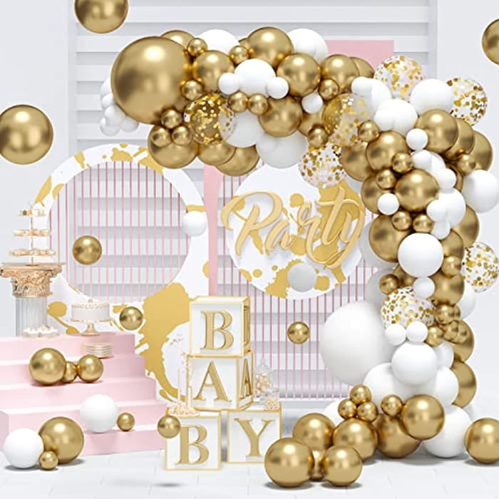 Girlanda balonowa złoto biała zestaw 91 szt balony taśma-b442bfd3a8495f4b9648016dd14a8c9f