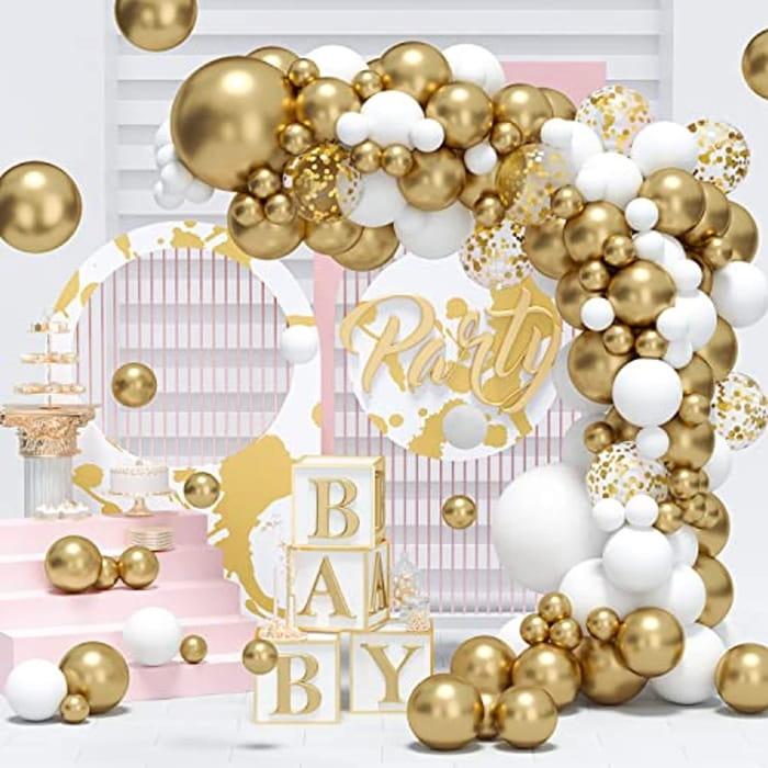 Girlanda balonowa złoto biała zestaw 91 szt balony taśma-b442bfd3a8495f4b9648016dd14a8c9f