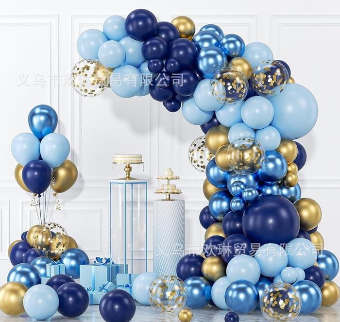 Girlanda balonowa granatowo niebiesko złota  zestaw 133szt balony taśma-af558b41a54e0284d6c2cd8390d4c935