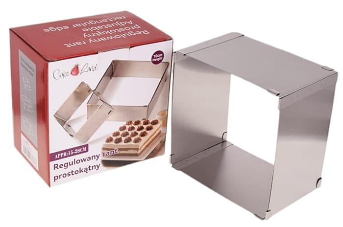 Rant regulowany wysoki 10cm prostokątny 15x15/28x28cm forma blacha do pieczenia-3b202a57f990f2603fb65ca98a006459