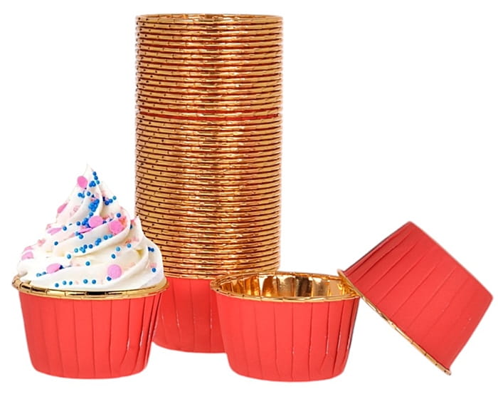 50szt Papilotki do muffin babeczek kubeczki czerwono złote 50x40 mm-3649ffc497f55a423fdc17f8291323fa