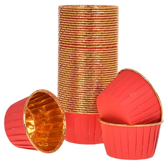50szt Papilotki do muffin babeczek kubeczki czerwono złote 50x40 mm-086df34364822ed90c3f684b38baae68