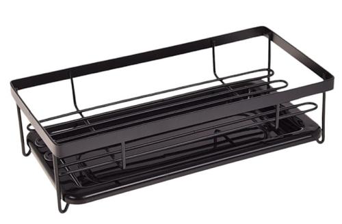 Organizer do kuchni łazienki metalowy z ociekaczem czarny stojak-ae95ed18bbf229159259f11a508327a2