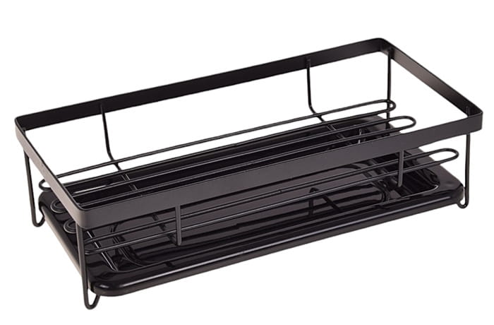 Organizer do kuchni łazienki metalowy z ociekaczem czarny stojak-ae95ed18bbf229159259f11a508327a2