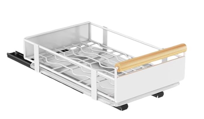 Metalowy organizer kuchenny z ociekaczem łazienkowy wysuwany szuflada biały 41x26x13cm-e263cfcfa9b81a934ba0cb4c5c82380c