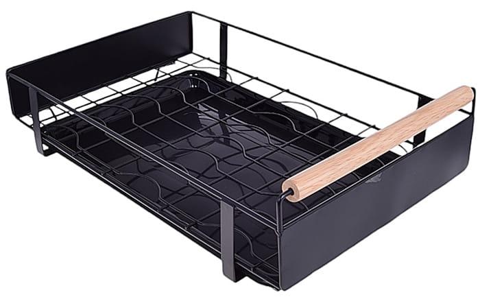 Metalowy organizer kuchenny z ociekaczem łazienkowy wysuwany szuflada czarny 41x26x13cm-215eb53351860c86db684b3e44a4c57e