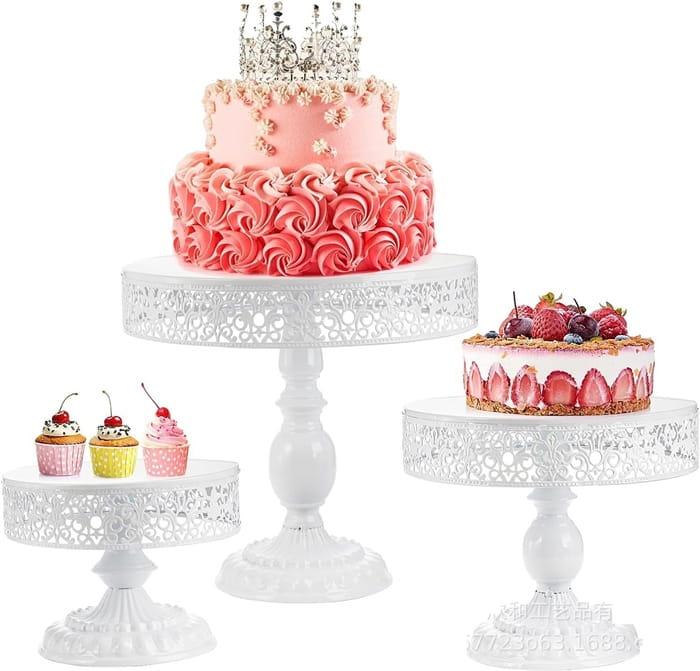 Zestaw 3 pater białych na nodze słodki stół ciasto muffiny tort patera-b85f27caba12baf80a714ea502c4c4e2