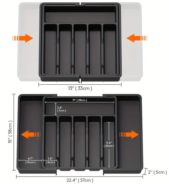 Wkład do szuflady organizer na sztućce rozsuwany czarny 38x57cm-86ad0c6ec63e7929dcc7f9ea139a7d05