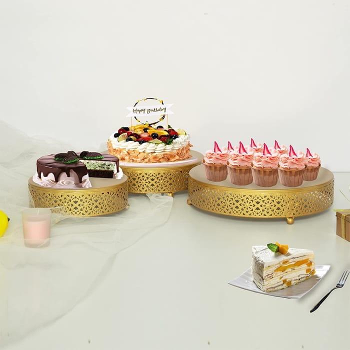 Zestaw 3 pater złotych na słodki stół ciasto muffiny tort patera-76915b3b08fbbd080b1fb1e2d4a76384