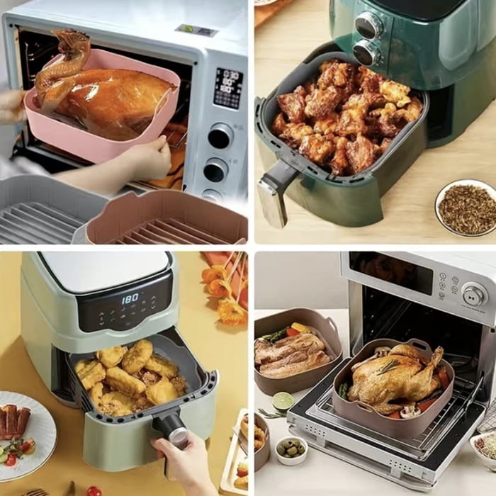 Wkład silikonowy do frytkownicy beztłuszczowej  wysoki kwadratowy AIR FRYER 20cm forma do pieczenia-2c91fbb26f08d700960d2e7cd93ff12c