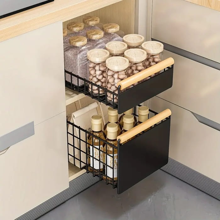 Kosz Szuflada wysuwana do szafki organizer kuchenny czarny 38x24x19,5cm-dfa062acd920d13386440d46c02d0299