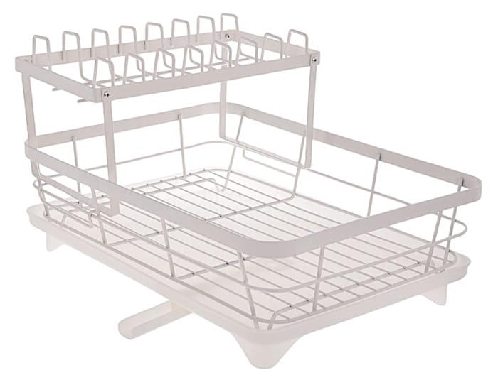 Suszarka do naczyń dwupoziomowa ociekacz na naczynia z odpływem biała-9a315dcf0d1ab44b84c5424e33ddd0bb