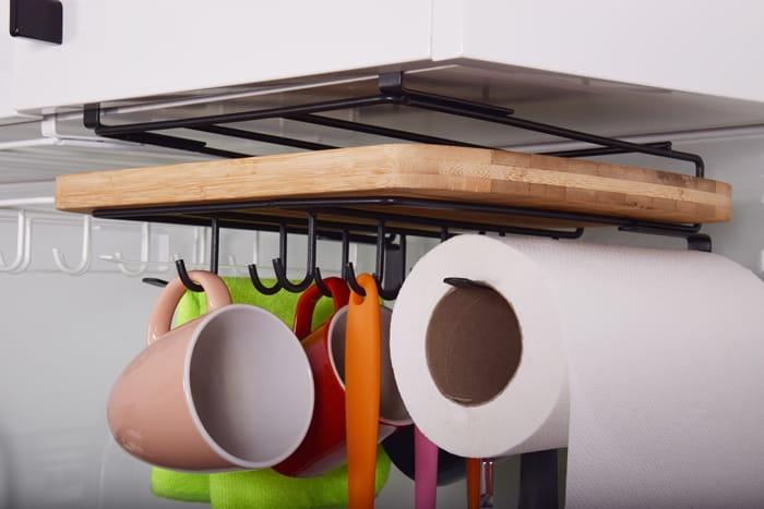 Uchwyt półka podwieszana pod półkę szafkę  na deskę do krojenia ręczniki kubki organizer CZARNY 2-93cc909fd175e2e46d58ce467c34754a