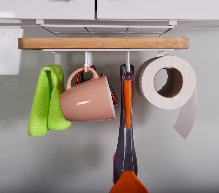 Uchwyt półka podwieszana pod półkę szafkę na deskę do krojenia ręczniki kubki organizer BIAŁY 2-e5d8ecba45e1765d45d4d7afe3573516