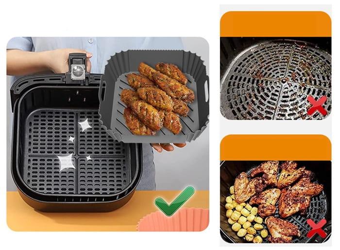 Wkład silikonowy do frytkownicy beztłuszczowej  kwadratowy AIR FRYER 18cm forma do pieczenia-cc659f7d3a5085bf8b489ee97fa9af53