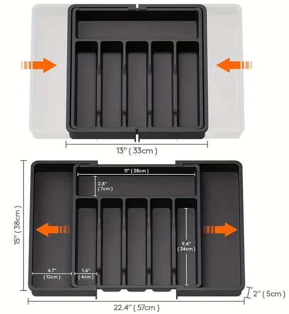 Wkład do szuflady organizer na sztućce rozsuwany SZARY 38x57cm-4da7442c773d73896be8a642c0e0494a