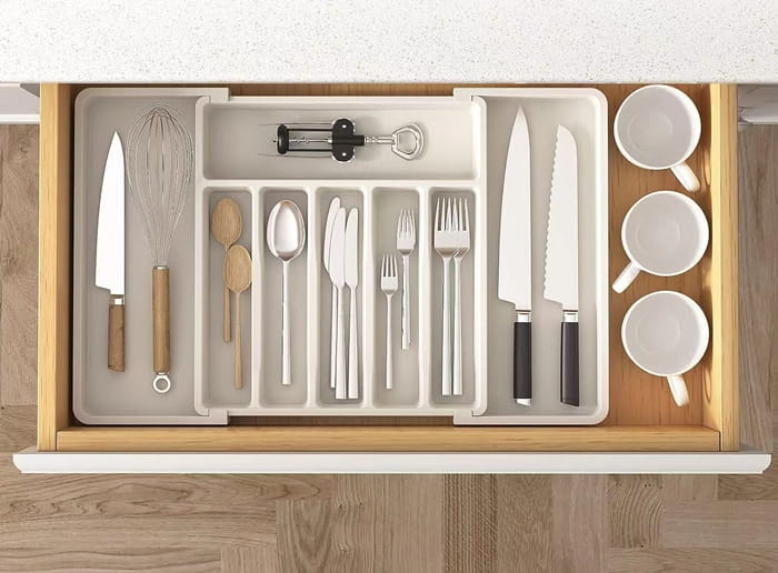 Wkład do szuflady organizer na sztućce rozsuwany BIAŁY 38x57cm-05d80d46e4617faea2e61b94379cfb56