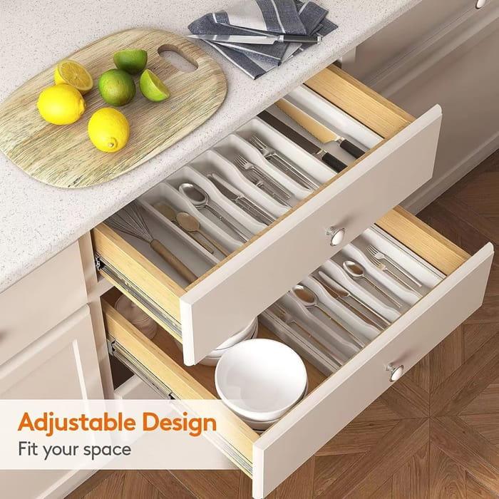 Wkład do szuflady organizer na sztućce rozsuwany BIAŁY 38x57cm-18406e267327870d5724edfc4aaa28c9
