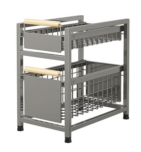 Organizer kuchenny z 2 wysuwanymi koszami  stalowy 24,5x39x42cm-55087a001eb398618780fbe7f74a5e91