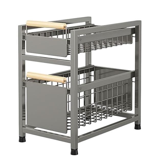 Organizer kuchenny z 2 wysuwanymi koszami  stalowy 24,5x39x42cm-55087a001eb398618780fbe7f74a5e91
