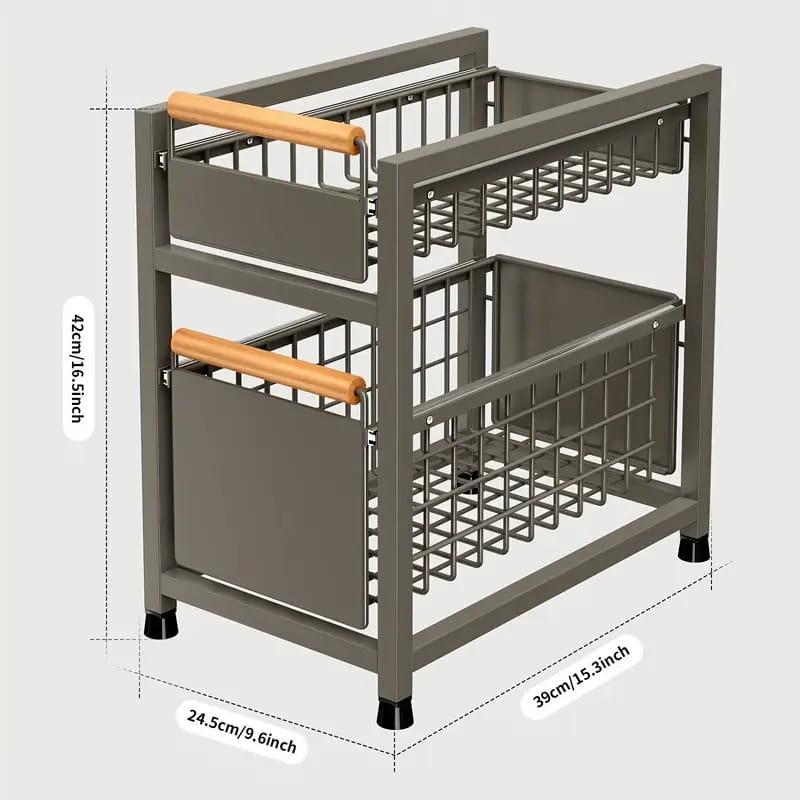 Organizer kuchenny z 2 wysuwanymi koszami  stalowy 24,5x39x42cm-bf4105da959178dc30181fa81f42c3f3