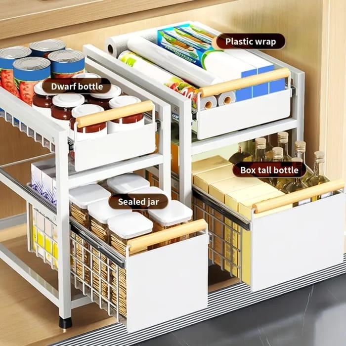 Organizer kuchenny z 2 wysuwanymi koszami  stalowy 24,5x39x42cm-42845c8abbe97392ba1d0ac094e2d9e0