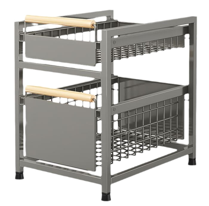 Organizer kuchenny z 2 wysuwanymi koszami  stalowy XL 29,5x39x42cm-f8316e90f4f86ddc3bc9cf2f409a88b8