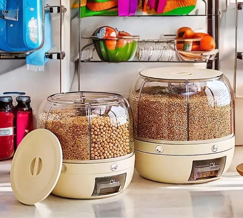 Pojemnik obrotowy na produkty sypkie z dozownikiem zbóża ryż fasola-a33a1ae6af928657e28312e440b776cf