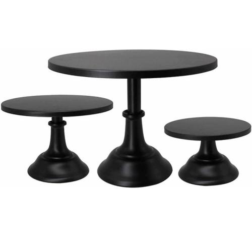 Zestaw 3 pater na ciasto desery tort  kolor CZARNY metalowe patera-68cea661c32f17a115e332017d048995