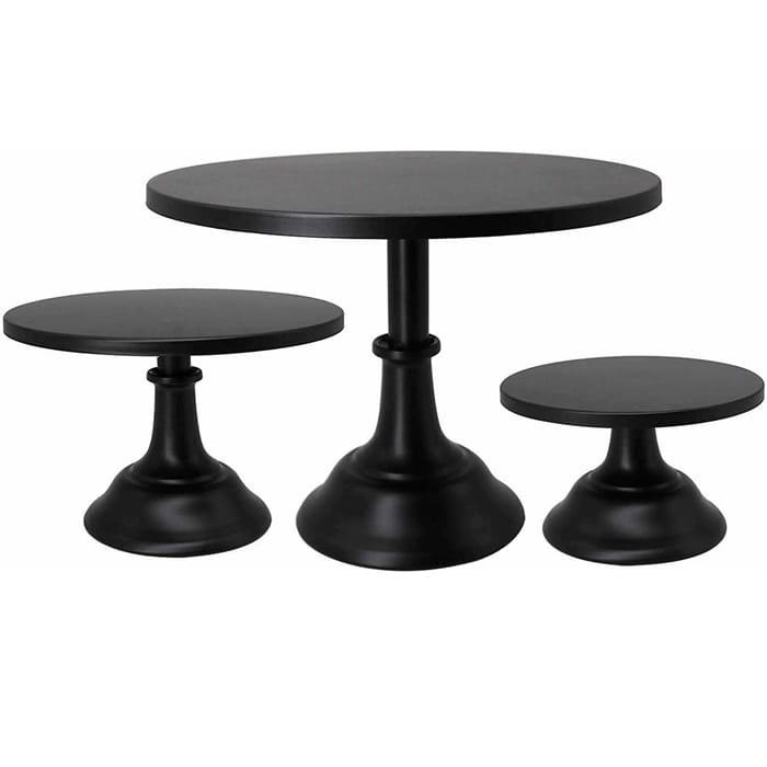 Zestaw 3 pater na ciasto desery tort  kolor CZARNY metalowe patera-68cea661c32f17a115e332017d048995