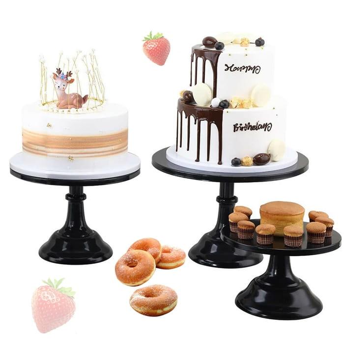 Zestaw 3 pater na ciasto desery tort  kolor CZARNY metalowe patera-973d7519058983631f79a94169c0ed74