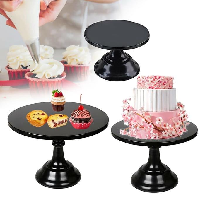 Zestaw 3 pater na ciasto desery tort  kolor CZARNY metalowe patera-149ba366c5305735bc0c3073d289949e