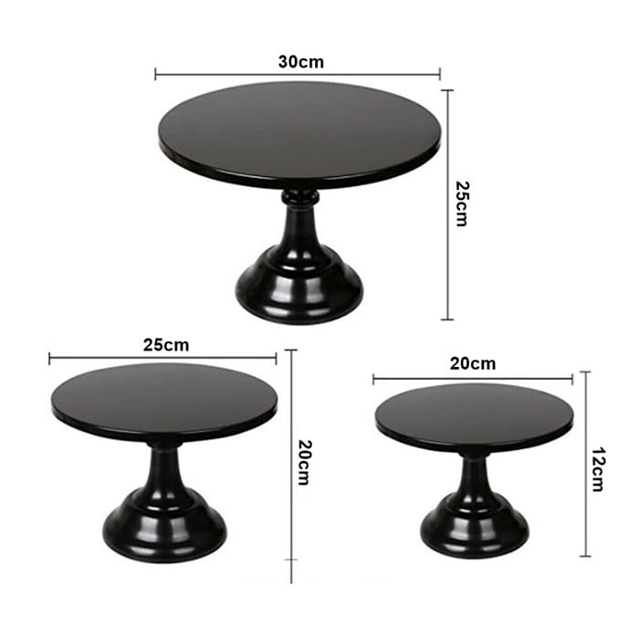 Zestaw 3 pater na ciasto desery tort  kolor CZARNY metalowe patera-b299aa2ab3554f5608456037360eefd1