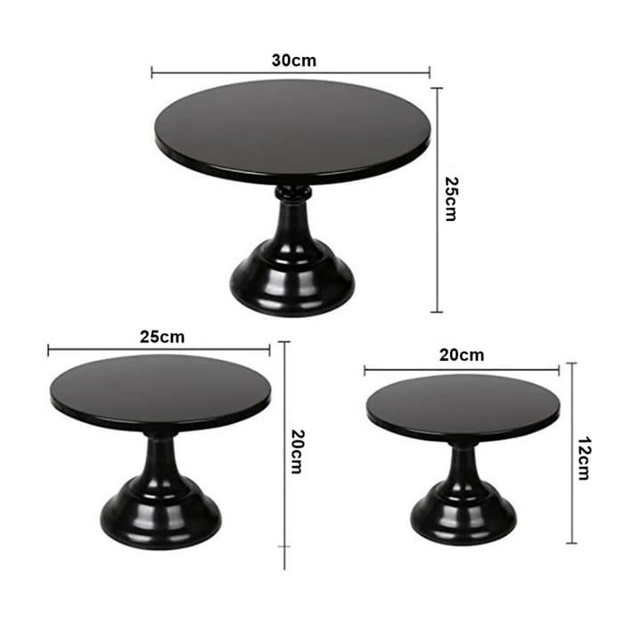 Zestaw 3 pater na ciasto desery tort  kolor CZARNY metalowe patera-b299aa2ab3554f5608456037360eefd1