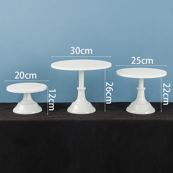 Zestaw 3 pater na ciasto desery tort  kolor BIAŁY metalowe patera-6851e9d321fcba18dcdc33fc5ab21da2