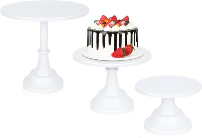 Zestaw 3 pater na ciasto desery tort  kolor BIAŁY metalowe patera-066c4a071d4ba7191815106fdf9d6b34