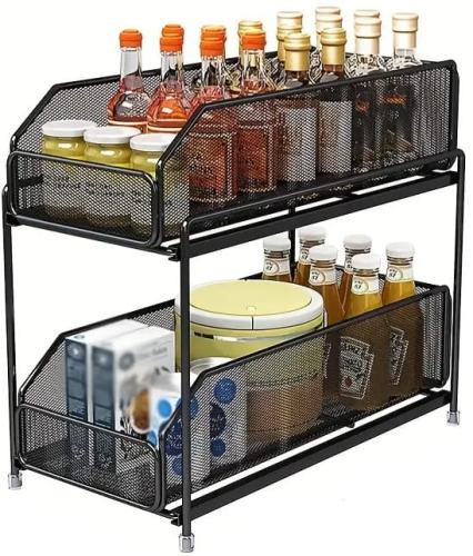 Kosz organizer kuchenny łazienkowy 2-poziomowy z metalu  czarny regał-09bd5ee5247f99fdc1f3c5f88de4058b