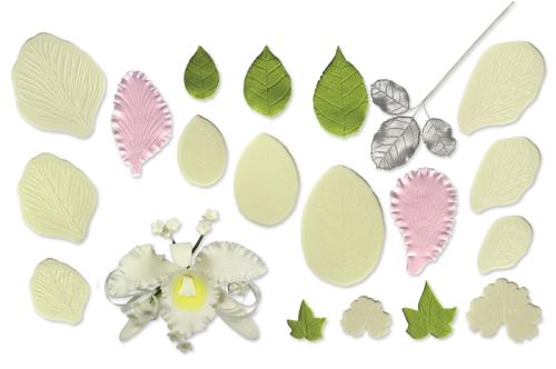 Zestaw 11 form do odciskania liści z unerwieniami do masy cukrowej