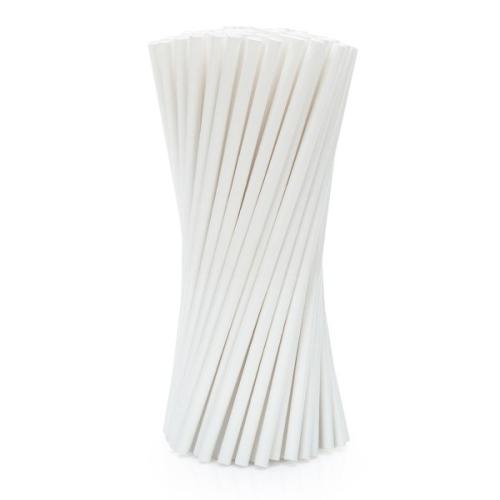 Słomki papierowe  białe 200x6mm / 100 szt do napojów i drinków