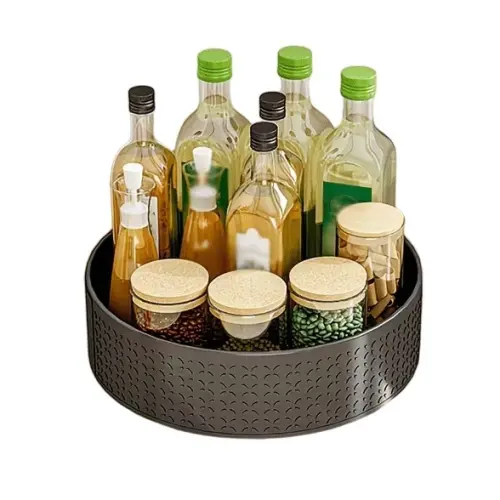 OBROTOWY Organizer na przyprawy i akcesoria kuchenne  metalowy czarny