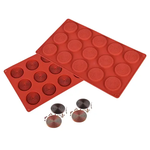 Forma silikonowa do monoporcji DYSK SPIRALA 4,5 cm 15 gniazd