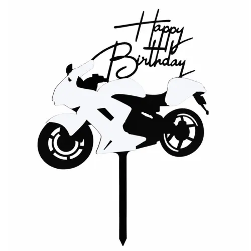 Topper akrylowy na tort Happy Birthday MOTOCYKL MOTOR