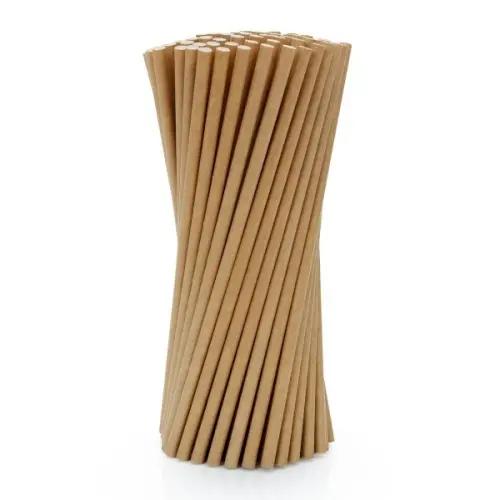 Słomki papierowe  NATURALNE KRAFT  200x6mm / 100 szt