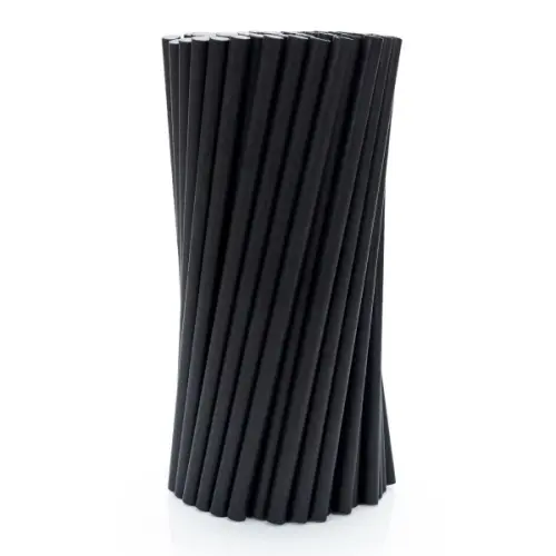 Słomki papierowe GRUBE CZARNE 200x8mm / 100 szt
