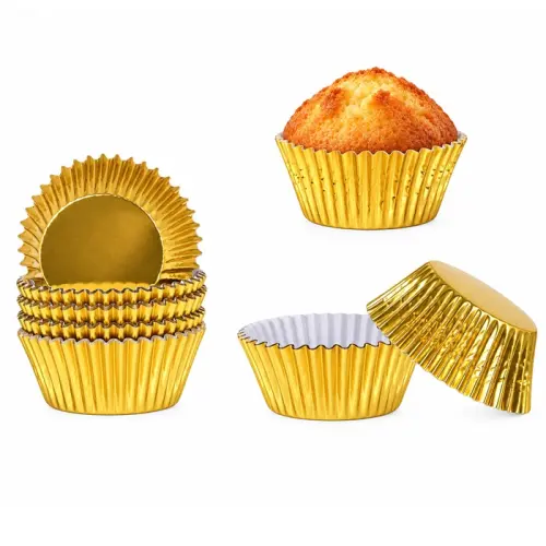 Papilotki papierowe foliowane ZŁOTE 50x30mm 100szt do muffin babeczek