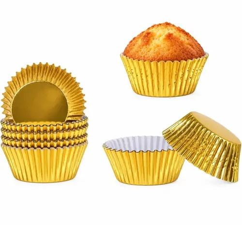 Papilotki papierowe foliowane ZŁOTE 50x30mm 100szt do muffin babeczek