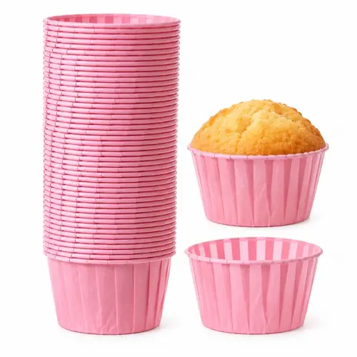 Papilotki papierowe kubeczki RÓŻOWE 50x39mm/48szt do muffinów i babeczek