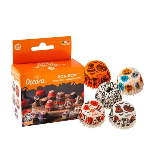 Mini Papilotki Papierowe HALLOWEEN 27x17mm DECORA 100szt BON BON do pralin
